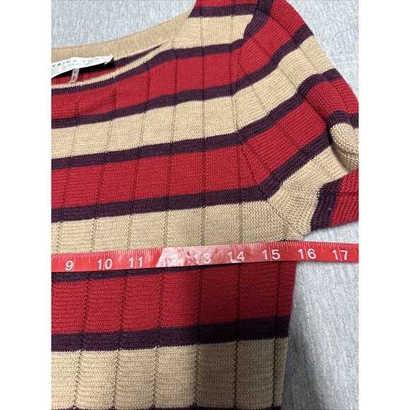 Trina Turk Midi Sweater Dress Womens Large‎ Marino Wool  Long Stripped Tie - Picture 10 of 12